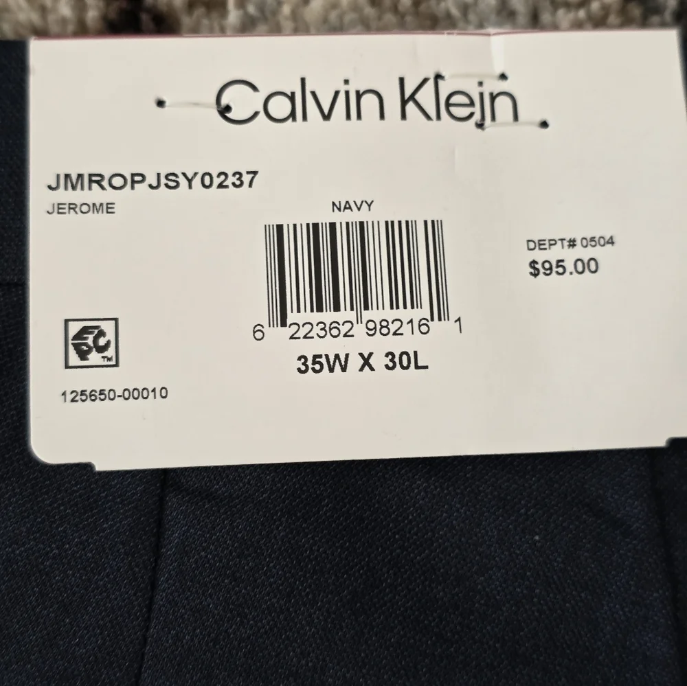Calvin Klein Dress Pants Men 35x30 Navy Blue NWT $95 Slim Fit Stretch - Picture 4 of 6